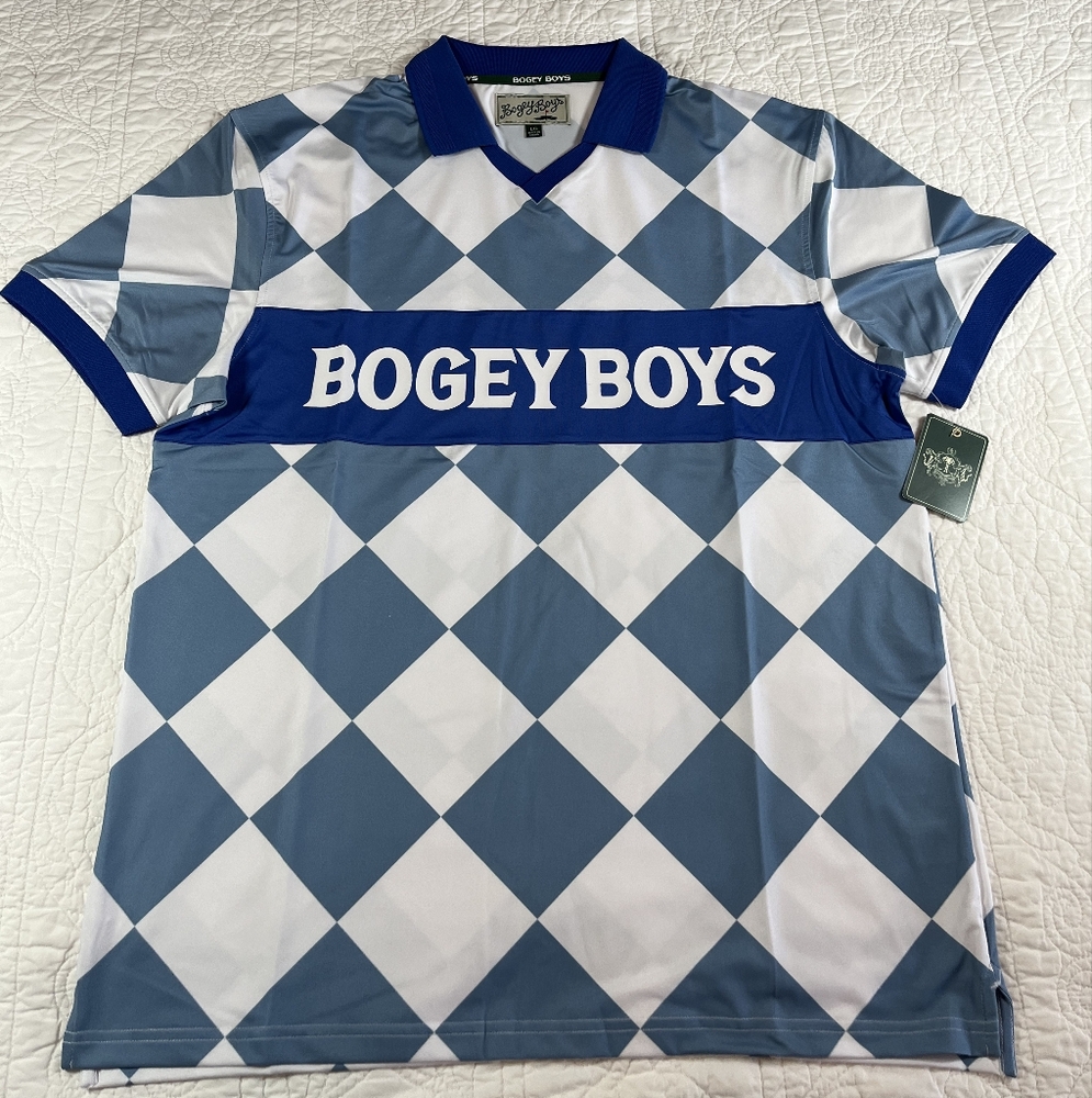 Bogey Boys Checkered Blue Athletic Polo-Large
